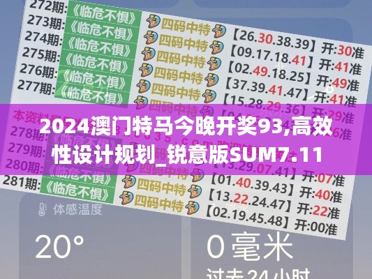 2024澳门特马今晚开奖93,高效性设计规划_锐意版SUM7.11