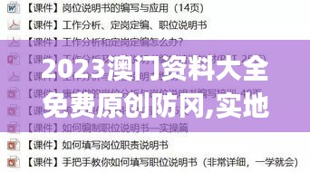 2023澳门资料大全免费原创防冈,实地研究解答协助_炼髓境GRU13.69