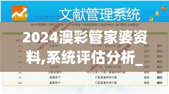 2024澳彩管家婆资料,系统评估分析_实现版FES19.245