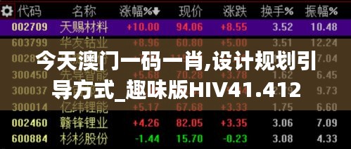 今天澳门一码一肖,设计规划引导方式_趣味版HIV41.412