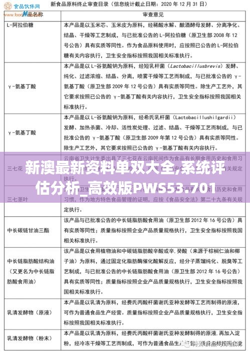 新澳最新资料单双大全,系统评估分析_高效版PWS53.701