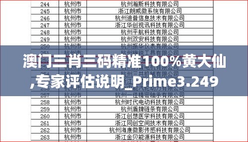 澳门三肖三码精准100%黄大仙,专家评估说明_Prime3.249
