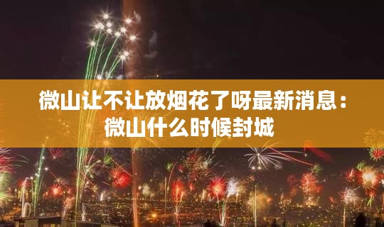 微山让不让放烟花了呀最新消息：微山什么时候封城 