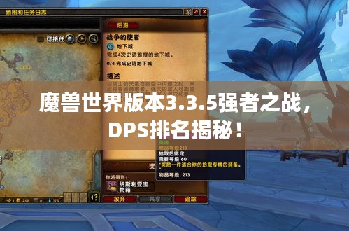 魔兽世界版本3.3.5强者之战，DPS排名揭秘！