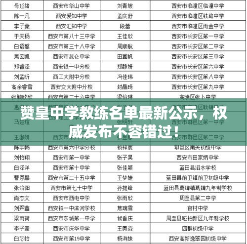 赞皇中学教练名单最新公示，权威发布不容错过！