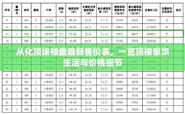 从化顶级楼盘最新售价表,一览顶楼豪华生活与价格细节